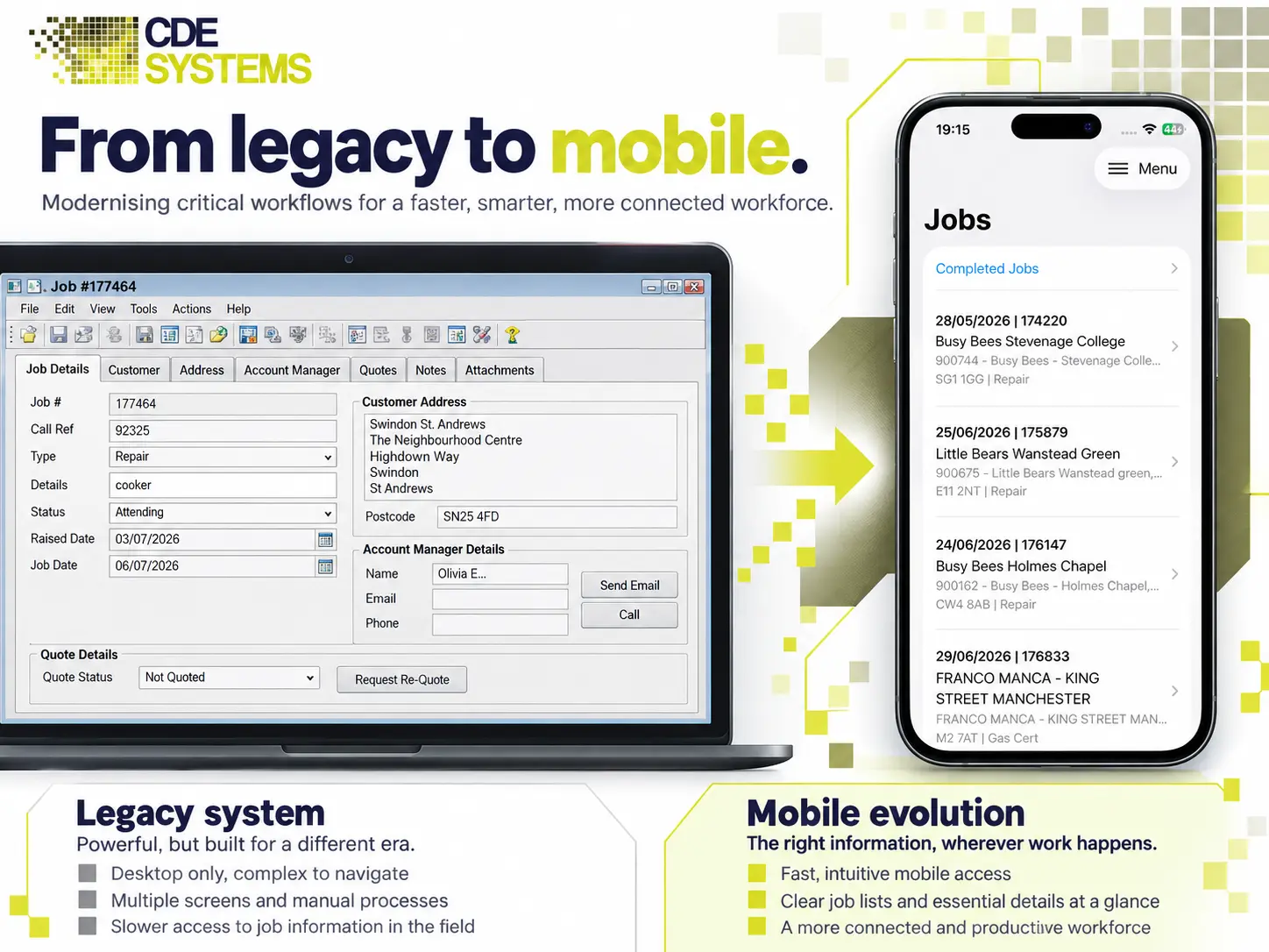 Mobile job list and job detail