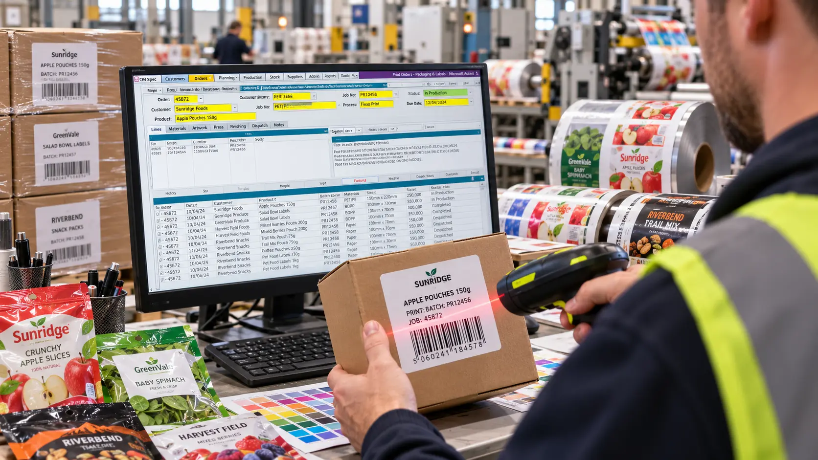 Barcode scanning integrated with a business database